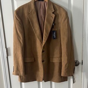 NWT Chaps Men's Camel Faux Suede Blazer Sz 44R